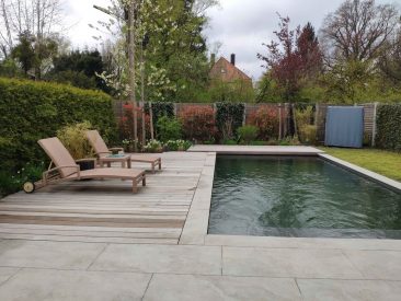 Garten privat, München, Sichtschutz, Pool, Liegen, Terrasse, Terrassendeck, Ersatzbaum